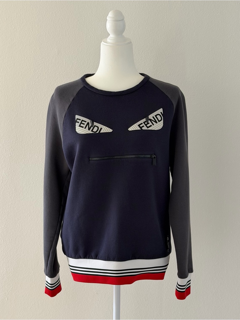 Fendi - Bugs Logo-Appliquéd Wool Sweater - Men - Navy